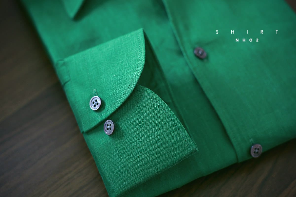 NHO2定制亮绿色一片领衬衫