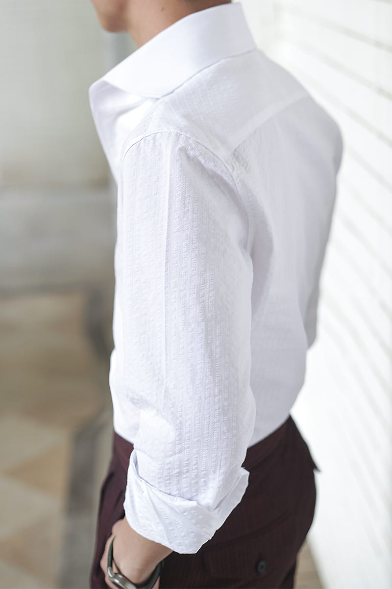 nho2男装定制-shirt & 泡泡纱一片领,一字领衬衫 合身的剪裁